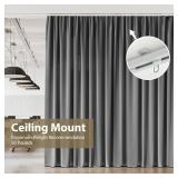 MaKefeile Ceiling Curtain Track, Wall & Ceiling Mounted Rail   Room Divider Track, White 9ft