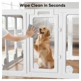 $200 Clear Acrylic Dog Play Pen Indoors 30', 10 Panels, Transparent Puppy Playpen with Door, White
