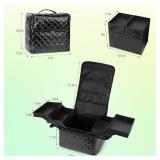 Deciniee Travel Makeup Bag with 4 Trays, Adjustable Dividers, Travel Case, Black