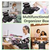 Deciniee Travel Makeup Bag with 4 Trays, Adjustable Dividers, Travel Case, Black