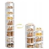 UFORU 9-Tier Vertical Shoe Rack, Plastic Stackable Shelf for Small Closets & Narrow Spaces
