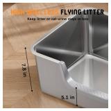 Stainless Steel Litter Box with High Sides, XL Jumbo Cat Box, Entry on Long Side