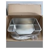Stainless Steel Litter Box with High Sides, XL Jumbo Cat Box, Entry on Long Side