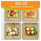 Raj Eco Compostable Palm Leaf Plates - 8 Inch Square, 50 Party Plates, Natural, Biodegradable