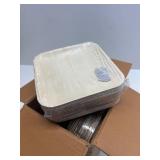 Raj Eco Compostable Palm Leaf Plates - 8 Inch Square, 50 Party Plates, Natural, Biodegradable