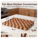 THETCHRY Acacia Cutting Board with Juice Grooves & Handles, 17x12x0.8, Large Serving Tray