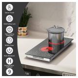 $150 Karinear Portable 2-Burner Electric Cooktop, 110V, Countertop or Built-in, 12' Ceramic