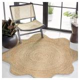 Chardin Home Hand Woven Natural Jute Braided Rug - 6 Ft Round Scalloped Rug