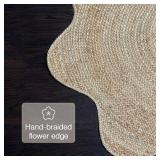 Chardin Home Hand Woven Natural Jute Braided Rug - 6 Ft Round Scalloped Rug