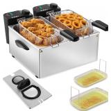 Deep Fryer with 2 Baskets, 7.4 Qt, 3000W, Oil Filtration, View Window, Adjustable Temp