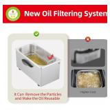 Deep Fryer with 2 Baskets, 7.4 Qt, 3000W, Oil Filtration, View Window, Adjustable Temp