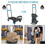Folding Hand Truck 330 lb Capacity, 2-in-1 Foldable Dolly with Wheels, Adjustable Handle