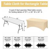 Fixwal 6 Pack 6ft Champagne Spandex Fitted Table Cover, Rectangle, Wrinkle-Free, Stretch