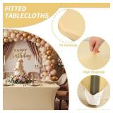 Fixwal 6 Pack 6ft Champagne Spandex Fitted Table Cover, Rectangle, Wrinkle-Free, Stretch