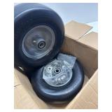 Cubesprings 13x6.50-6 Mower Tires, Flat-Free Front, 3/4, 5/8, 1/2 Bearings, White Rim, 2Pack