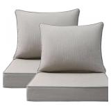 $170 Unimatta Sunbrella Outdoor Patio Chair Cushions Set, 24' x 24', Set of 2, Water-Repellent, Fade Resistant, Deep Seat Cushion for Backyard, Couch, Sofa and Patio Furniture, Specrtum Pebble