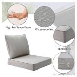$170 Unimatta Sunbrella Outdoor Patio Chair Cushions Set, 24' x 24', Set of 2, Water-Repellent, Fade Resistant, Deep Seat Cushion for Backyard, Couch, Sofa and Patio Furniture, Specrtum Pebble