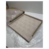 Large Ottoman Tray for Coffee Table,Square Shagreen Leather Decorative Tray with Gold Handles for Living Room Decor