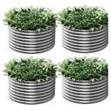 4 Pack Tall 2x2x2FT Round Corrugated Galvanized Steel Raised Garden Bed Outdoor, Metal Above Ground Garden Bed for Vegetables and Flowers, Raised Beds for Gardening