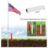 Panta 20FT Telescoping Flag Pole Kit, Extra Thick Heavy Duty 14 Gauge Telescopic Flagpole Fly 2 Flags, Outdoor Aluminum Inground Flag Poles with 3x5 American Flag for Residential, Yard or Commercial