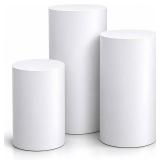 $300 Crafts Central White Metal Cylinder Pedestal Stands - 3 Pieces Stands - White Party Stands for Wedding Party, Babyshower and Events - 36'(L), 30'(M), 24'(S)