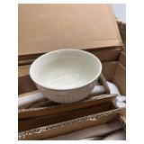 $135 Stoneware Dinnerware Set for 8 People HYGGE 24-Piece - Elegant Scandi Design - Premium Dish Set - Bowl and Plate Set - Tableware for 8 People in a Ribbed Design - Pure Living in White
