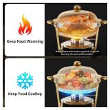 $190 Chafing Dishes for Buffet 4 Pack, 6QT Food Warmers for Parties Buffet, Christmas Gatherings Elegant All-Gold Colors Stainless Steel Round Chafing Dish Buffet Set,Buffet Servers and Warmers