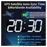 CHKOSDA Digital Clock with Large Display 18.7 Inch, GPS Auto-Sync Time, Wall-Mounted with Remote Control, Ideal for Classroom Use