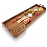 TIDITA Acacia 36 Inch Large Charcuterie Boards for Party with Cheese Knife Set of 4   Acacia Wood Serving Tray with Handles, Long Charcuterie Board, Wooden Cheese Board