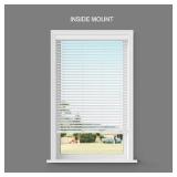 Lumino - 2' Cordless Flat Slat Faux Wood Window Blinds for Home - 24' W x 36' L - White, Faux Wood Blinds for Indoor Windows, Venetian Room Darkening Blinds