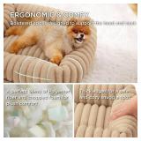 Bedsure ComfyFleece  Washable Dog Bed for Medium Dogs - Cute Furry Puppy Beds, Rectangle Orthopedic Corduroy Fleece Pet Beds with Removable Zipper Cover, 30x24x8inches, Sandy Beige