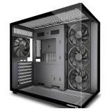 MUSETEX Y6 PC Case, Pre-Installed 4 Non-LED Fans, ATX Mid Tower Case, Computer Case with Type-C, 270  Full View Tempered Glass, Black