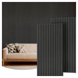 TONOR Wood Slatwall Panels, 2 Pack 47.2' x 23.6'/ 120 x60cm(15.5ft ) Acoustic Wall Panels, Wood Slat Acoustic Panels for Noise Cancelling and Wall D cor Living Room, Bedroom, Home Decor, Office, Black