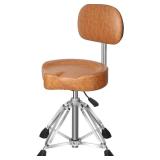 $140 Four-Legged Hydraulic Drum Stool, Anti-Shake Rectangular Base + Memory Foam Cushion, Suitable for Double bass Drum Playing and Intense Performances-Brown Leather 1