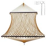 GAFETE 12ft Double Hammocks for Outside, Handwoven Traditional Cotton Rope 2 Person Hammock with Hardwood Spreader Bar, Chains & Hooks for Indoor Outdoor, Max 450 lbs Capacity (Coffee Brown, Medium)