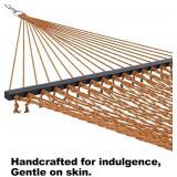 GAFETE 12ft Double Hammocks for Outside, Handwoven Traditional Cotton Rope 2 Person Hammock with Hardwood Spreader Bar, Chains & Hooks for Indoor Outdoor, Max 450 lbs Capacity (Coffee Brown, Medium)