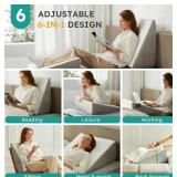Bedluxe Wedge Pillow, 10 inch Bed Wedge Pillow for Headboard, Pillow Wedge for Acid Reflux Relief, Sleeping, Back Pain Relief, Snoring, Triangle Pillow Wedge, White/Grey
