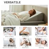 Bedluxe Wedge Pillow, 10 inch Bed Wedge Pillow for Headboard, Pillow Wedge for Acid Reflux Relief, Sleeping, Back Pain Relief, Snoring, Triangle Pillow Wedge, White/Grey