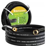 Beitopamz Garden Hose 25 ft x 5/8 in Heavy Duty Water Hose, Flexible and Durable, Lightweight Rubber Hybrid Hose, Leak-Free Connections, Male to Female 3/4' Brass Fittings for Patio, Lawn, Black