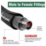 Beitopamz Garden Hose 25 ft x 5/8 in Heavy Duty Water Hose, Flexible and Durable, Lightweight Rubber Hybrid Hose, Leak-Free Connections, Male to Female 3/4' Brass Fittings for Patio, Lawn, Black