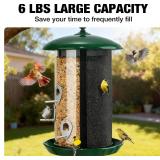 Veehoo Hanging Bird Feeder for Outdoors, 3 in 1 Large Capacity Metal Mesh Tube Bird Feeder for Thistle Nyjer Peanut, Wild Triple Finch Cardinal Feeders 6 lbs Seed Capacity for Outside