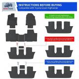 $126 Rongtaod Floor Mats Compatible with 2024 2025 2026 Toyota Grand Highlander Cargo Mat Cargo Liner Trunk Mat Back Seat Protector Grand Highlander Accessories (Trunk Mat with Backrest Mat+Floor Mats