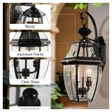 $130 Outdoor Wall Lights, 20inch Large Exterior Lighting Fixtures, 2 Light Waterproof Wall Sconce with Glass Shades, Aluminium Outside Lanterns for Porch Farmhouse Patio Doorway Yard (E12 Base Max 60W