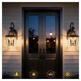 $130 Outdoor Wall Lights, 20inch Large Exterior Lighting Fixtures, 2 Light Waterproof Wall Sconce with Glass Shades, Aluminium Outside Lanterns for Porch Farmhouse Patio Doorway Yard (E12 Base Max 60W