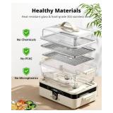 $150 AIRMSEN Glass Food Steamer for Cooking - 8.5QT Vegetable Steamer with 2-Tier Stainless Steel Trays, 1200W Super Fast Heating for Veggies, Seafood & Rice, BPA-Free