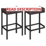 HOOBRO Bar Chairs, Set of 2 Counter Height Saddle Stools with Curved Surface, 24.8 Inches, 2.4' Thick Upholstery, for Kitchen and Dining Room, Brown and Black BC10BY01