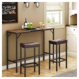 HOOBRO Bar Chairs, Set of 2 Counter Height Saddle Stools with Curved Surface, 24.8 Inches, 2.4' Thick Upholstery, for Kitchen and Dining Room, Brown and Black BC10BY01