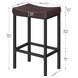 HOOBRO Bar Chairs, Set of 2 Counter Height Saddle Stools with Curved Surface, 24.8 Inches, 2.4' Thick Upholstery, for Kitchen and Dining Room, Brown and Black BC10BY01