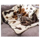 Paw Brands PupProtector Waterproof Dog Blanket - Brown cowhide, Original (60'L x 50'W)
