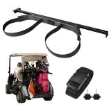Universal Golf Cart Bag Holder Bracket Fit for Yamaha, EZGO and Club Car Rear Seat Kits, Golf Cart Rack Designed for 1-Inch Square Tube with Nylon Strap Attachment for Securing Golf Bag